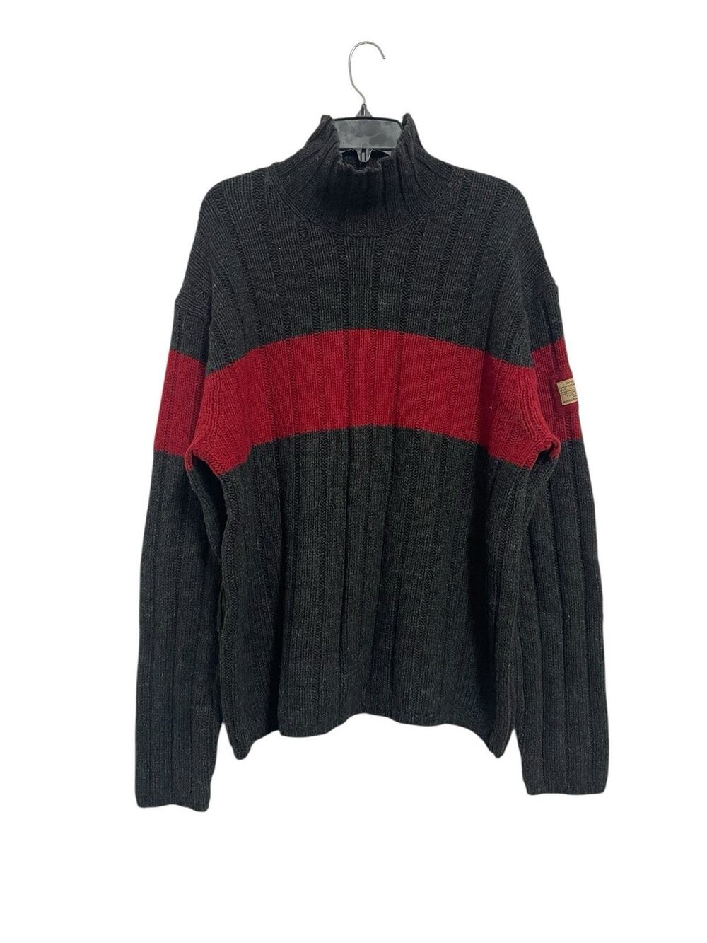 VTG Abercrombie & Fitch Men’s Wool Blend Turtle Neck Sweater Gray Red Size XL